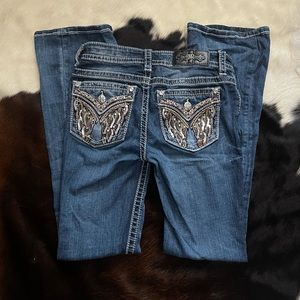 MISS ME Chloe Boot Cut Jeans- Embellished Wings